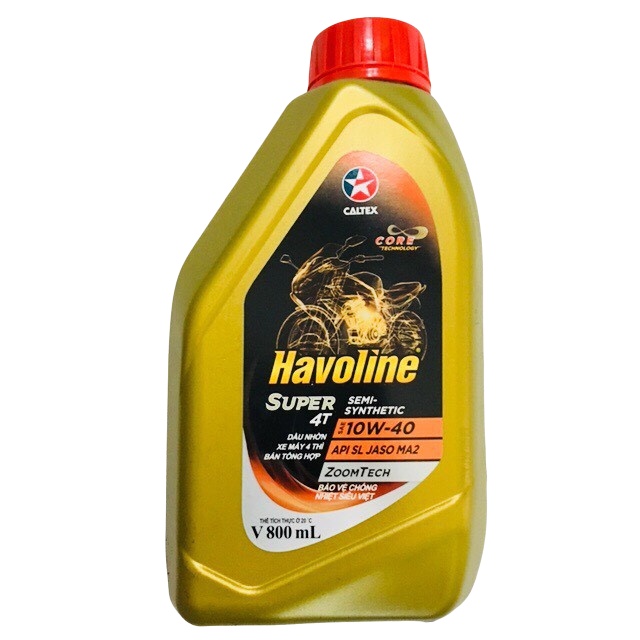 NHỚT HAVOLINE SUPER 4T SEMI-SYNTHETIC SAE 10W-40 800L -xe số (chai vàng nắp đỏ)