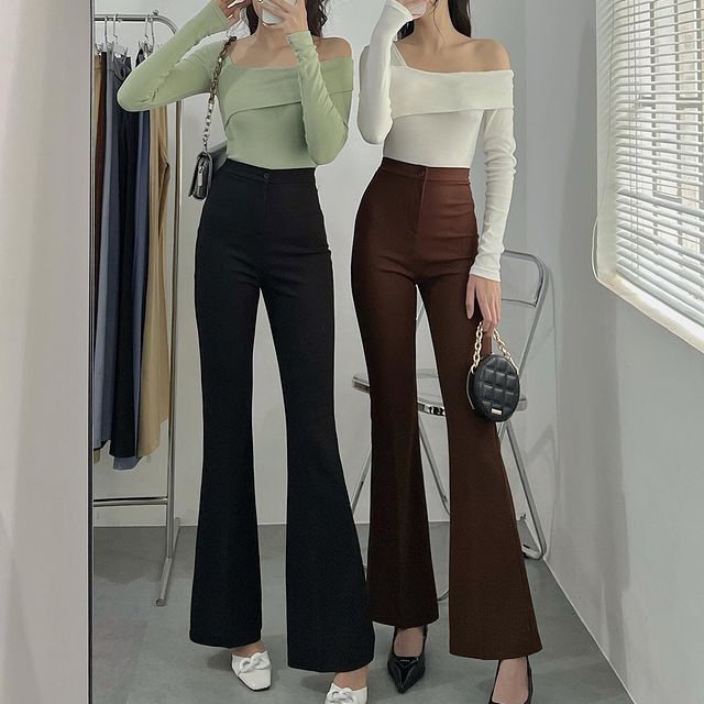 Quần Tây Ống Loe Nữ Lưng Cao Dáng Dài Ôm, Chất Cát Hàn Form Tôn Dáng Co Giãn Somebynhi Nhiều Màu – Quần Loe 1 Nút