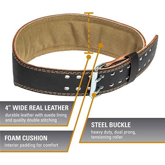 Đai Lưng Cao Cấp Cho Tập Gym HARBINGER PADDED LEATHER BELT 6 INCHS BLACK 285