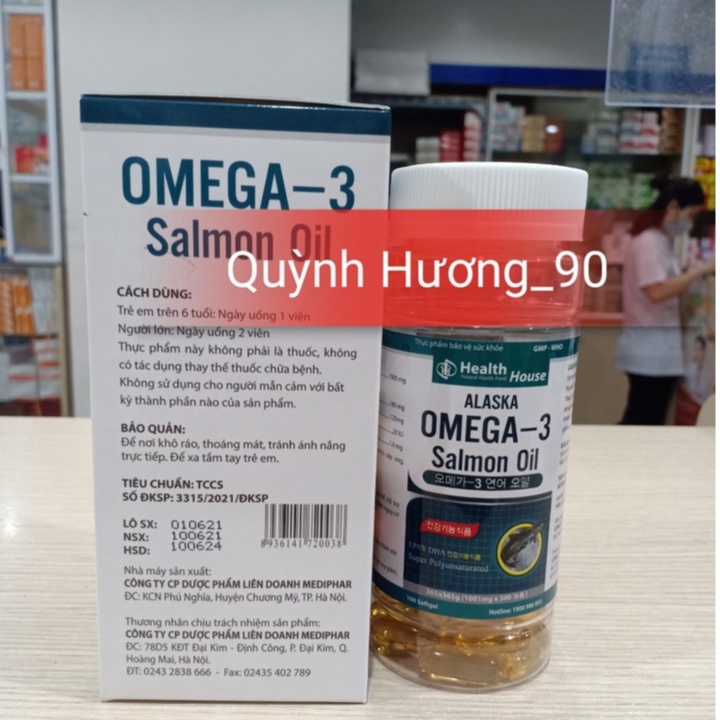 Viên dầu cá Alaska OMEGA 3 Salmon Oil lọ 100 viên giúp tăng cường trí não và thị lực