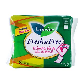 Băng vệ sinh Laurier Fresh & Free Siêu mỏng Không cánh 22cm (8 miếng)