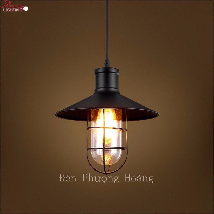 Đèn thả : Mẫu đèn thả vintage chao kính lồng sắt cổ điển trang trí nhà hàng quán cafe