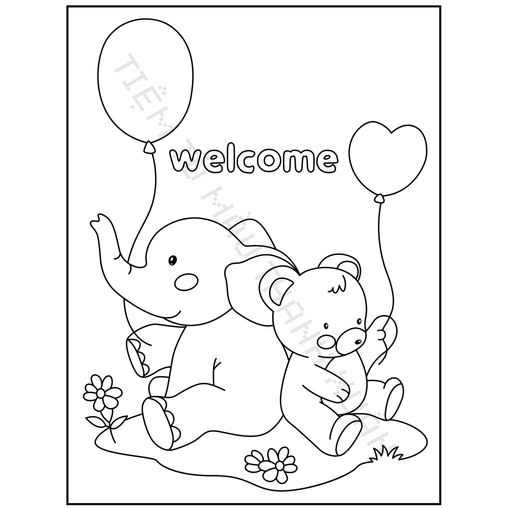 Set 10 Tờ Tranh Tô Màu Hình Gấu Cute Cho Bé Tô Màu Sáp, Màu Chì - Tiệm Tô Màu Thanh Xuân