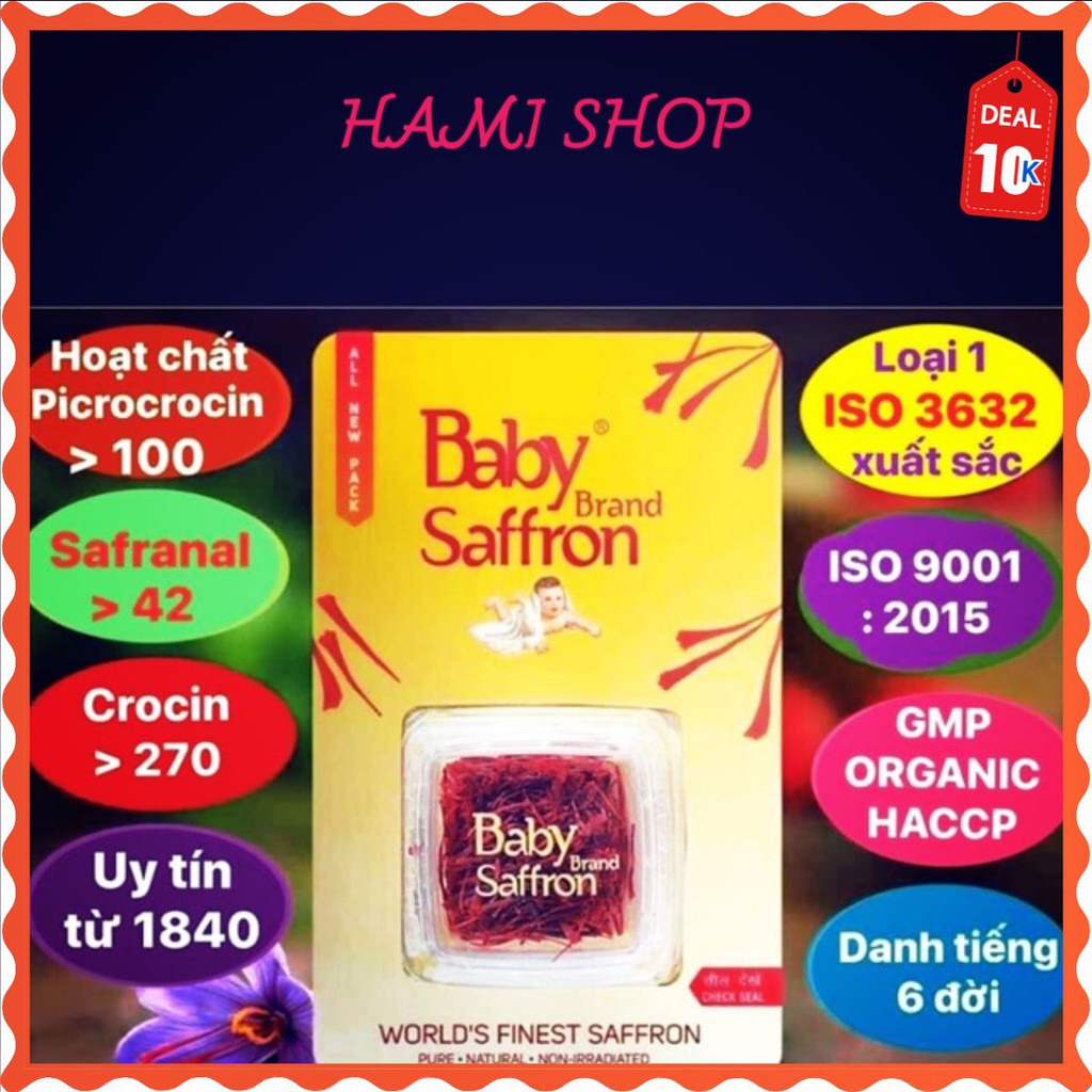 Baby Saffron - Nhụy hoa nghệ tây chính hãng tốt nhất Ấn Độ hộp 1gr