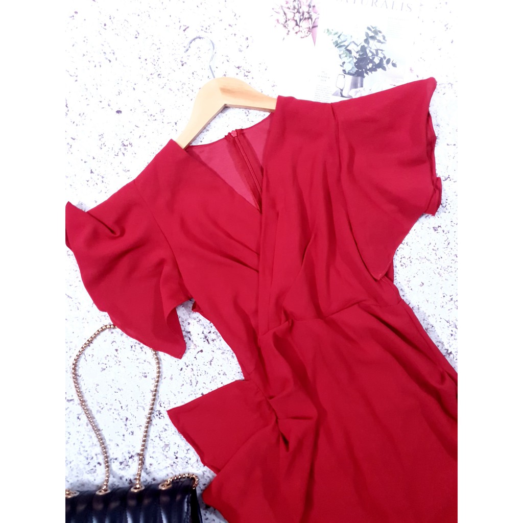 Đầm vạt bèo màu đỏ Freesize mã TD001 | BigBuy360 - bigbuy360.vn