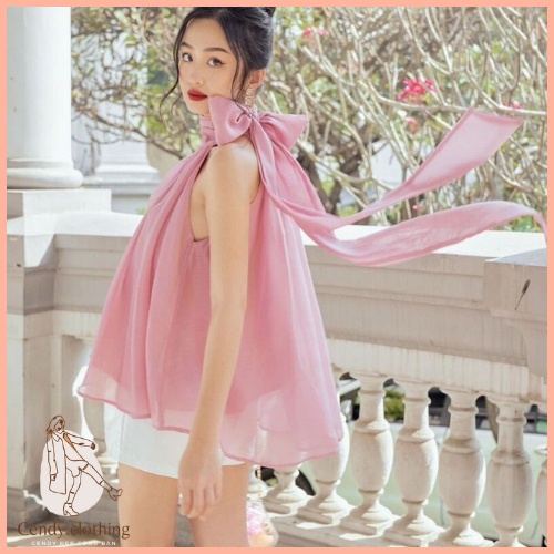 [Hàng Cao Cấp Loại 1 + Video Thật] - Áo Sát Nách Cổ Nơ Chất Liệu Tơ CendyClothing - CD052