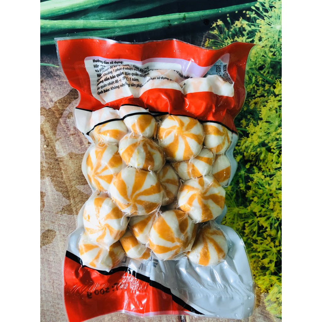 1kg viên thả lẩu nhân trứng cá nhím Phu mark màu cam