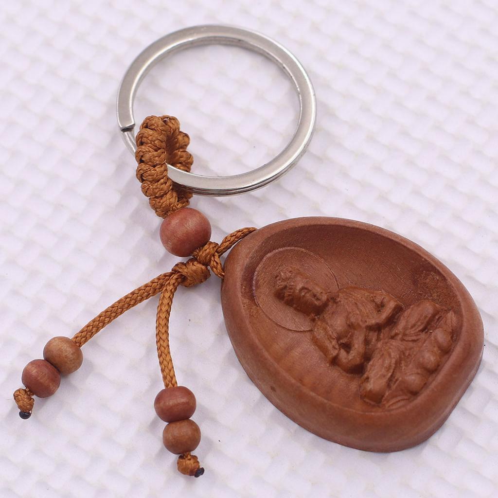 Móc chia khóa Phật Đại nhật như lai gỗ đào, móc chìa khóa Phật bản mênh