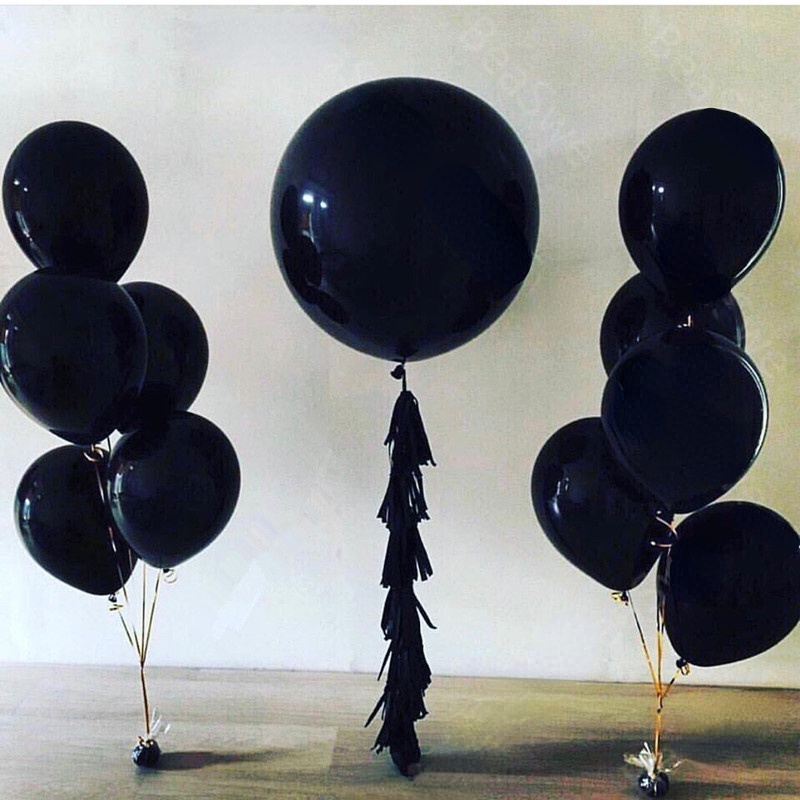 Bong Bóng Latex Màu Đen Cỡ Lớn 36&quot; 12&quot; Dùng Trang Trí Sự Kiện