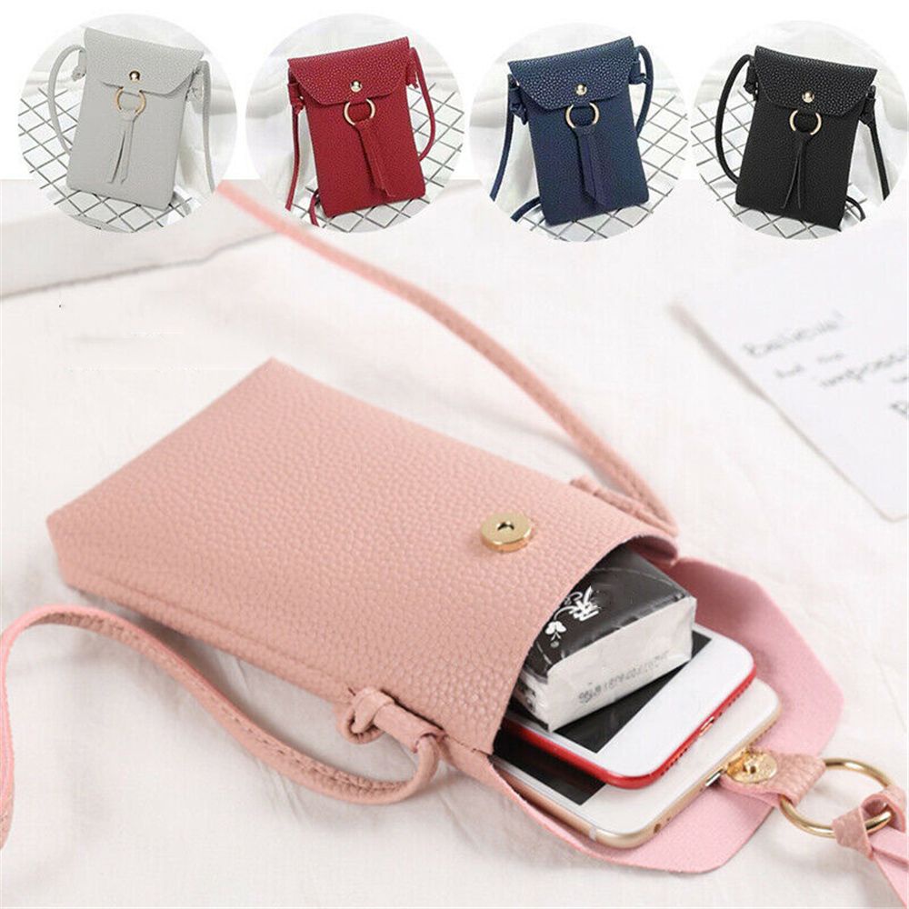 Túi đeo chéo đựng điện thoại bằng da PU nhỏ xinh thời trang cho nữ
