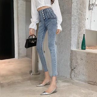 Quần bò cạp cao gen bụng dáng hàn quốc (oder) kèm ảnh thật