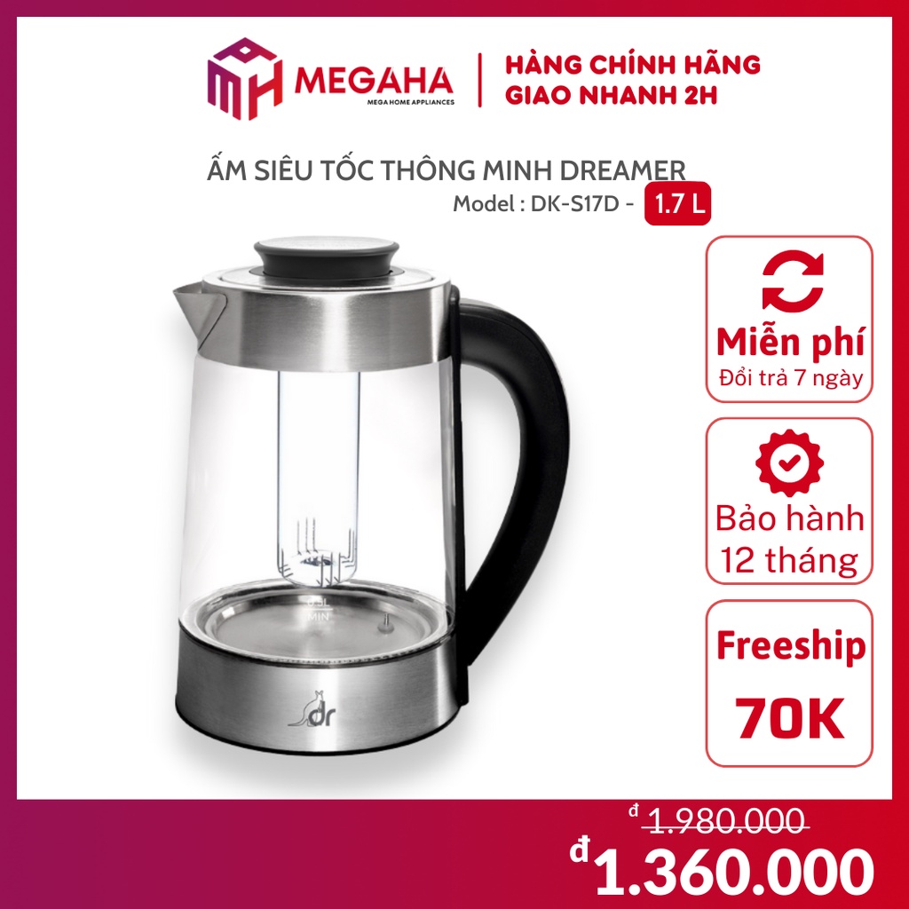 Bình đun nước thông minh 1.7L Dreamer DK-S17D - MEGAHA