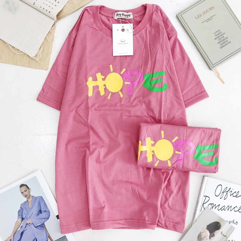 Áo Thun Unisex Tay Lỡ Form Rộng In Hope Màu Sắc💜Áo phông trơn nam nữ chất cotton co dãn💜TEEUS.shop