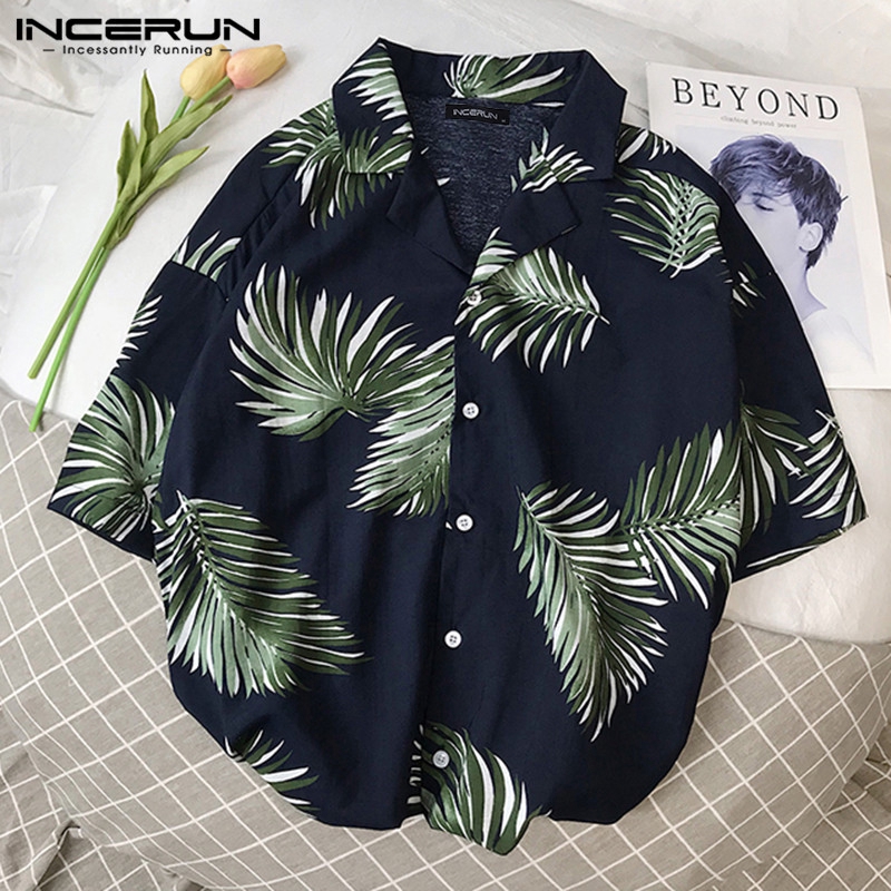 INCERUN Men's Causal Short Sleeve Formal Collar Shirt | BigBuy360 - bigbuy360.vn