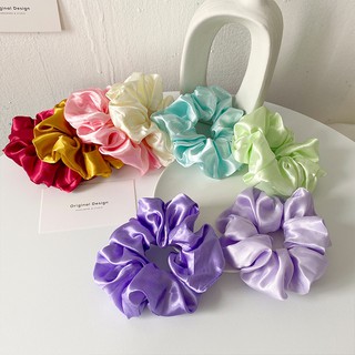 Dây Buộc Tóc Scrunchies - Cột Tóc Vải Phi Bóng Trơn Nhiều Màu