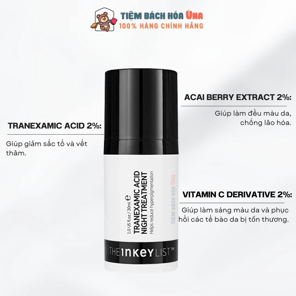 Kem dưỡng trắng da mờ nám ban đêm Tranexamic Acid Treatment the INKEY list 30ml