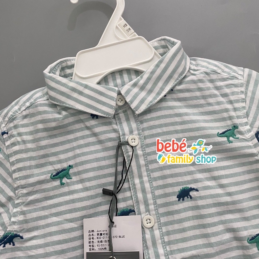Áo sơ mi cộc tay bé trai sơ sinh đến 1 tuổi form slimfit / Áo sơ mi bé trai trơn trắng, xanh, hồng Junior xuất dư - ATJ