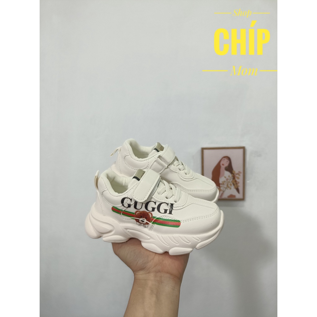 giày thể thao cho bé gái giày sục dẫm gót cho bé da PU mềm siêu nhẹ con gấu có quai dán QCCC full hộp MGBABY V122 V121