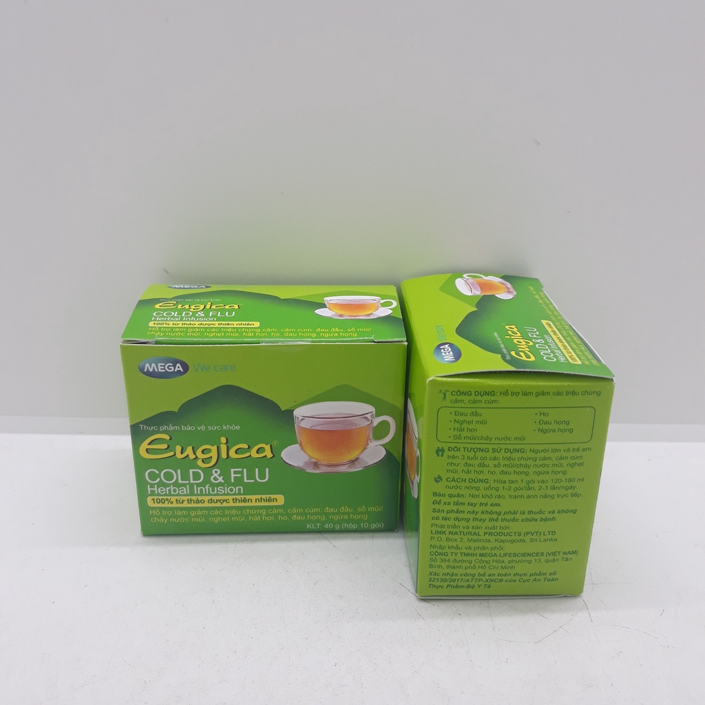 Trà thảo dược Eugica Cold &amp; Flu hộp 10 gói