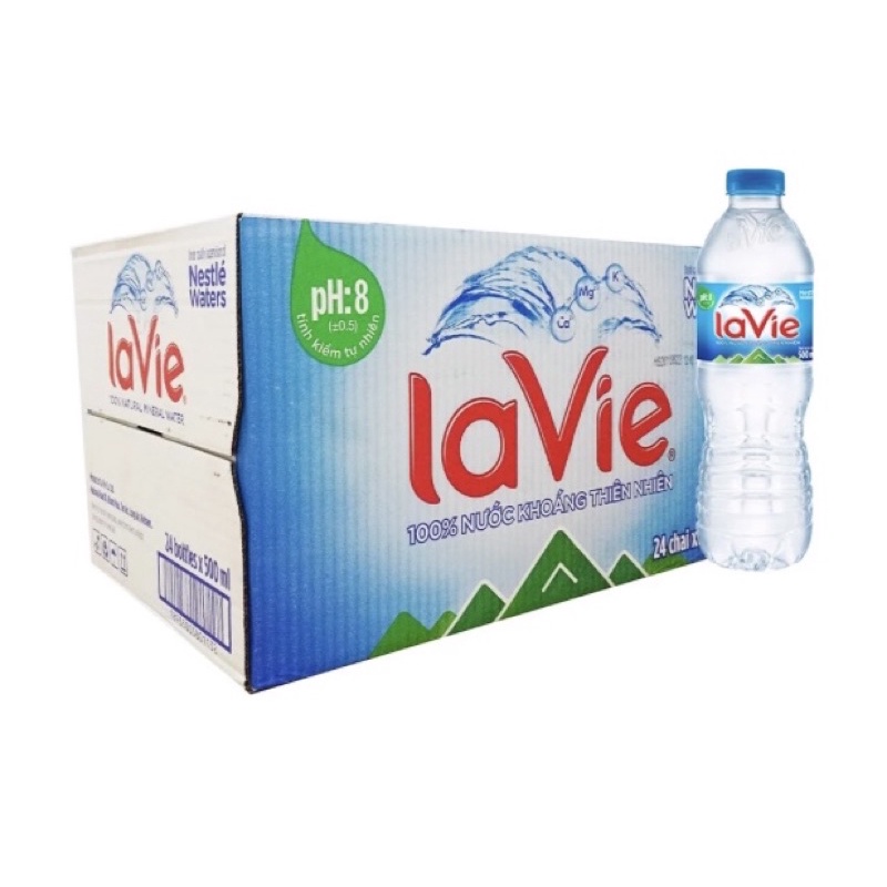 Nước khoáng thiên nhiên Lavie thùng 24 chai 350ml, 500ml