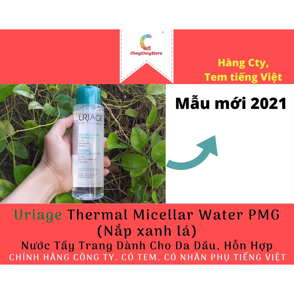 [TEM CTY] Nước Tẩy Trang Uriage Thermal Micellar Water PMG 250mL (Nắp xanh lá đậm) -  Dành Cho Da Dầu, Hỗn Hợp