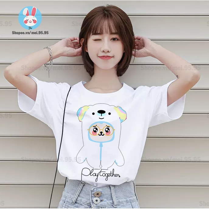 Áo thun Play Together giá rẻ - GẤU TRẮNG VENY - Hình in nét dễ thương
