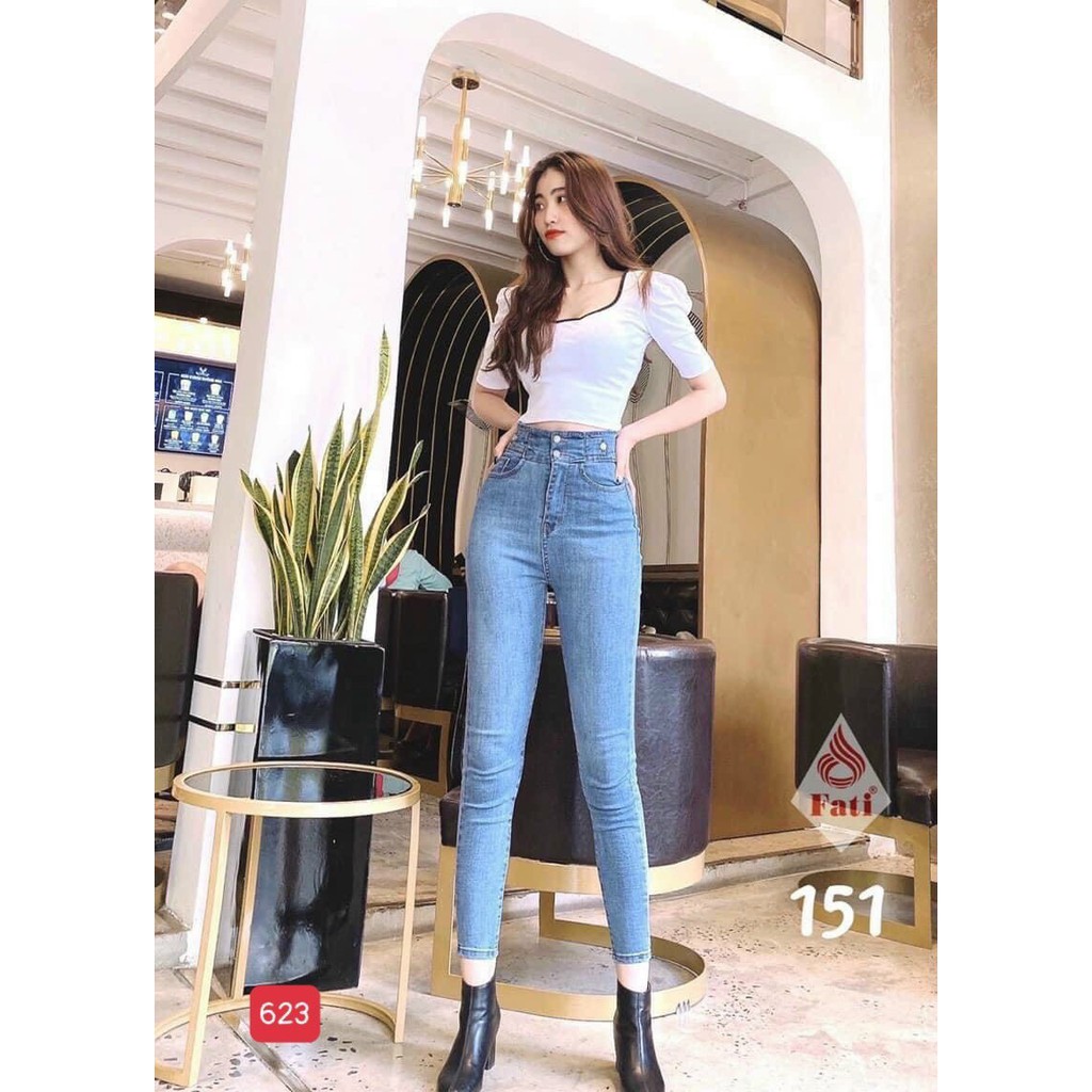 Quần jean nữ lưng cao, Quần bò nữ màu đen cao cấp thương hiệu MuradFashion MS266