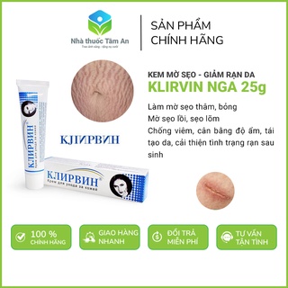 Kem mờ sẹo klirvin nga 25g, giảm sẹo lồi, rạn da, sẹo lõm, sẹo thâm, do mụn