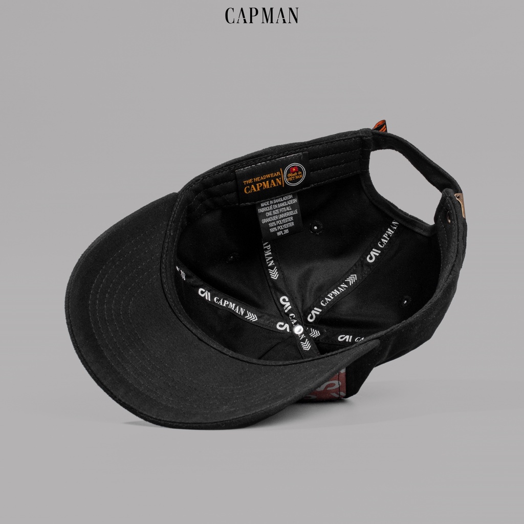 Mũ lưỡi trai CAPMAN chính hãng,thể thao vải da lộn in họa tiết đen đỏ CM42