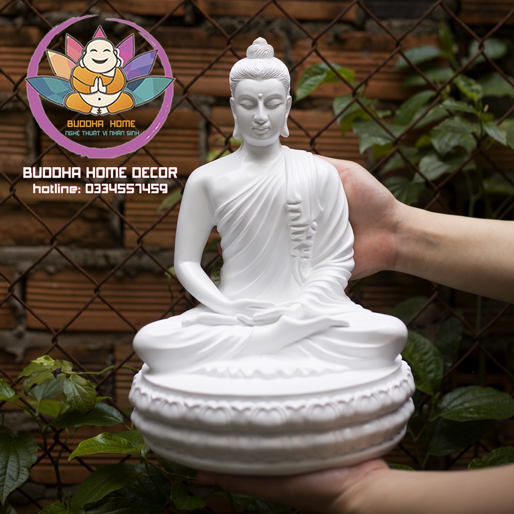 Tượng Đức Phật Bổn sư Thích Ca cao 35cm đế sen trang trí nhà cửa