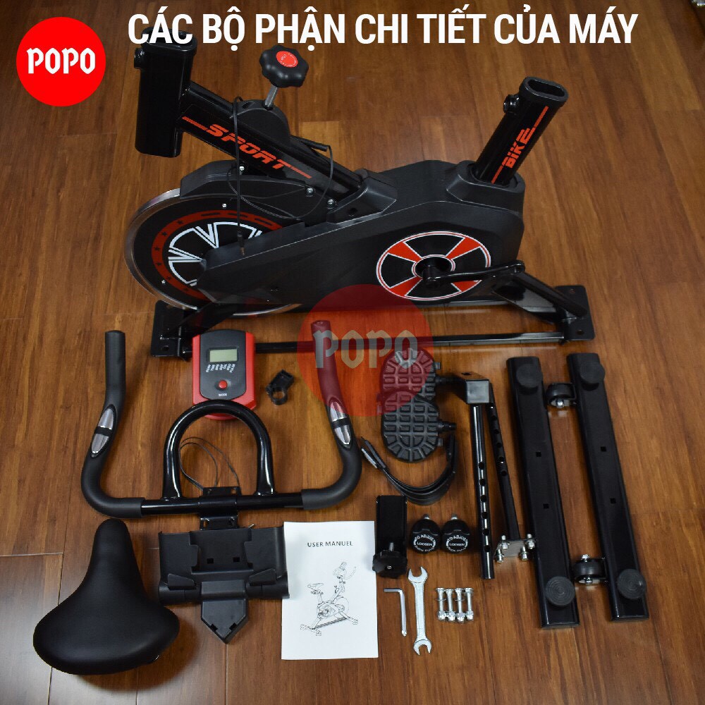 Xe đạp tập thể dục tại nhà Air Bike POPO máy đạp xe đạp tập gym nhiều tính năng SPORTY