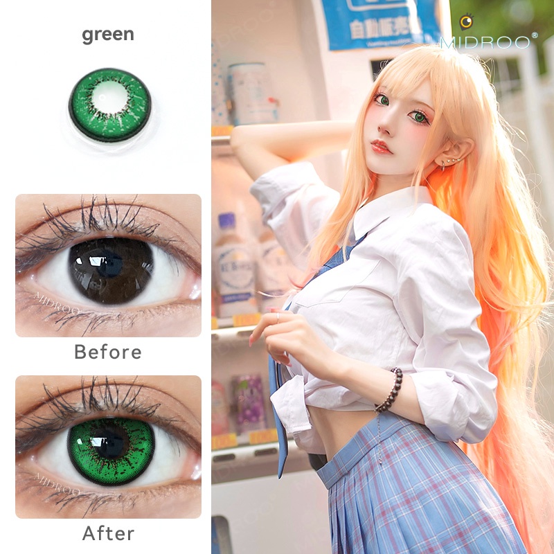 Cặp kính áp tròng MIDROO 14.5mm độ cận thị 0-8 độ thiết kế mềm mại thoải mái thích hợp cho hoá trang