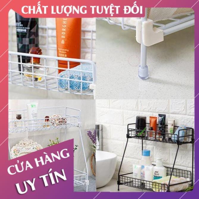 [Hàng loại 1] Kệ inox 2 tầng nhà tắm, kệ inox tĩnh điện đựng gia vị, mỹ phẩm treo tường, giá để đồ đa năng  - LanChiMart