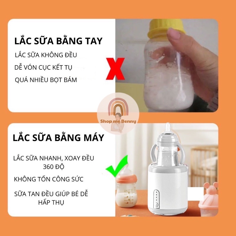 Máy lắc sữa tự động, máy lắc sữa cho bé chế độ xoay 360 giúp sữa tan hoàn toàn