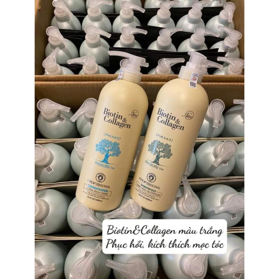 🛑Cặp Dầu Gội Xả Biotin Collagen Trắng  Giảm Rụng Tóc,Phục Hồi Tóc Khô Xơ, Hư Tổn
