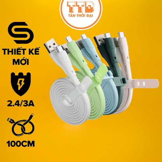 Dây sạc Type C, Micro dây cao su bền bỉ chống rối ROBOT RGL100/RGC100/RGM100, Sạc nhanh chính hãng siêu bền nhiều màu