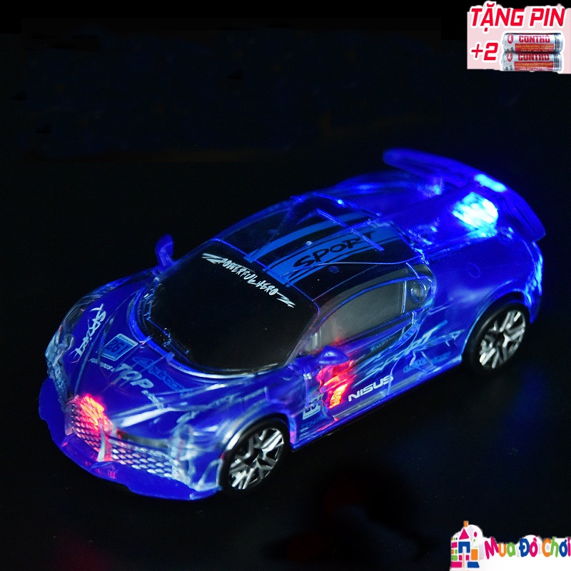 Đồ chơi Ô tô bugatti chạy pin phát sáng tự di chuyển/xe chạy pin/Tặng Pin AA