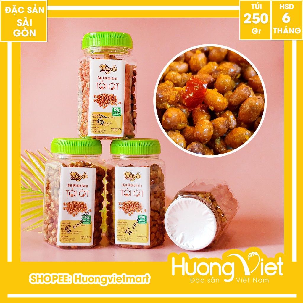 Đậu phộng rang tỏi ớt loại ngon 250g, đậu phộng cháy tỏi ớt, đồ ăn vặt Sài Gòn