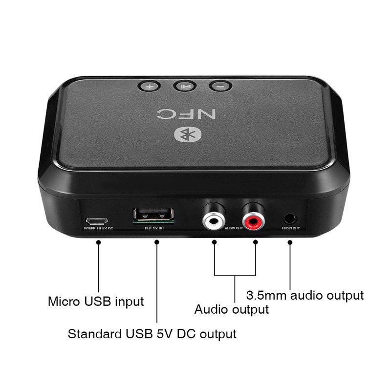 [ 【varitystore】Wireless Bluetooth 4.1 RCA 3.5mm Speaker NFC Stereo Audio Music Receiver Adapter -dc2544