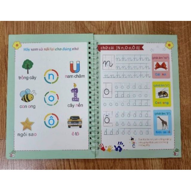 Đồ chơi giáo dục - combo tranh tự xóa tiếng Việt luyện chữ số nét cơ bản