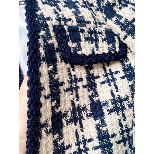 Áo Khoác Dạ Tweed Kẻ QCCC ( Kèm Ảnh Shop )
