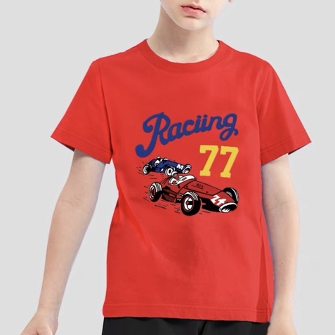 Áo thun bé trai Con Xinh cotton hình in XE ĐUA RACING 77,thời trang trẻ em từ 4 đến 10 tuổi