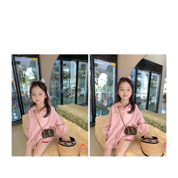 [Hàng Có Sẵn Bán Chạy] Áo Sơ Mi Cotton Lanh Dáng Rộng Cỡ Vừa Và Vừa Phong Cách Hàn Quốc Thời Trang Mùa Hè Dành Cho Bé Gái