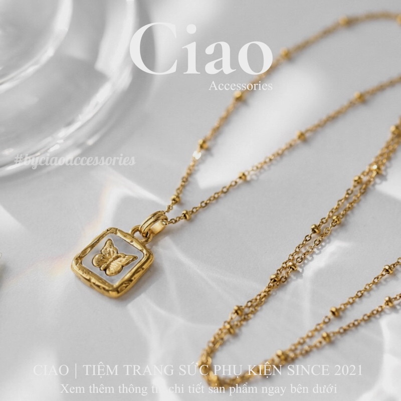 [HOẢ TỐC 1H] Dây chuyền/ Vòng cổ titan không gỉ thiết kế hình charm bổng hồ điệp Natila Ciao