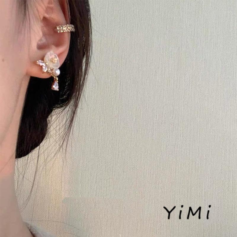 Bông Tai Đính Ngọc Trai Hình Hoa Phong Cách Pháp Cổ Điển Cao Cấp Dành Cho Nữ