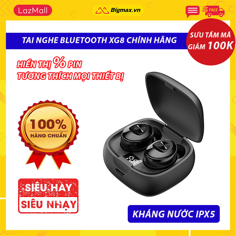 【COD】[SƯU TẦM MÃ GIẢM NGAY 100K ] Tai nghe Bluetoooth khong day nhét tai XG8 TWS 5.0 - Tai nghe bluetooth không dây có khả năng lọc tiếng ồn cực tốt, kháng nước chuẩn IPX5, Tương thích mọi thiết bị - Lỗi 1 đổi 1