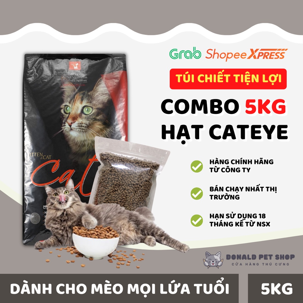 Combo 5kg hạt thức ăn mèo Cateye / Catsrang hạt dinh dưỡng Hàn Quốc dành cho mèo mọi lứa tuổi Donald Pet Shop