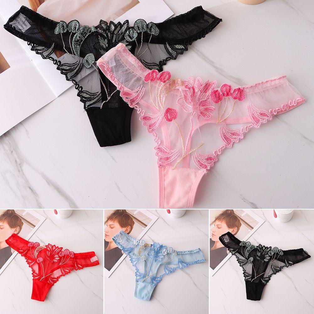 Quần Lót Lưng Thấp Thoáng Khí Thêu Họa Tiết Xinh Xắn Thời Trang Cho Nữ