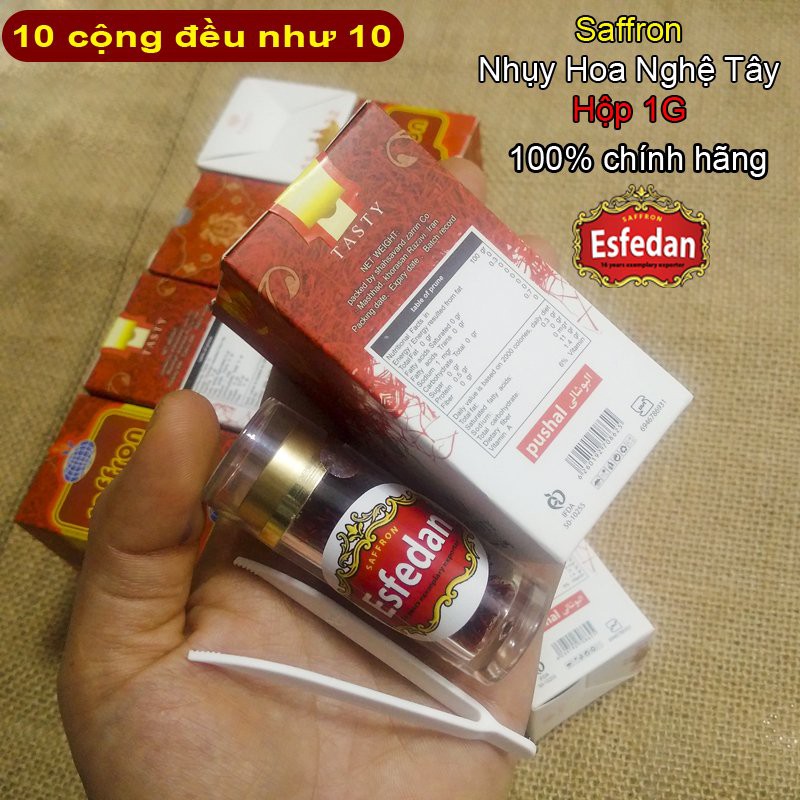 Hộp 1gr Saffron Iran hàng chính hãng Negin (thương hiệu Esfedan Newstar) Nhụy Hoa Nghệ Tây Iran -có tem chống hàng giả