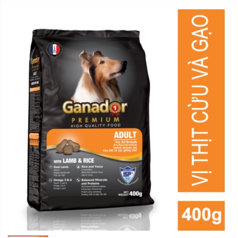Thức ăn chó lớn vị cừu và gạo hạt nhiều dinh dưỡng vitamin bổ sung  Ganador Adult Lamb&amp;rice 400gr 1.5kg